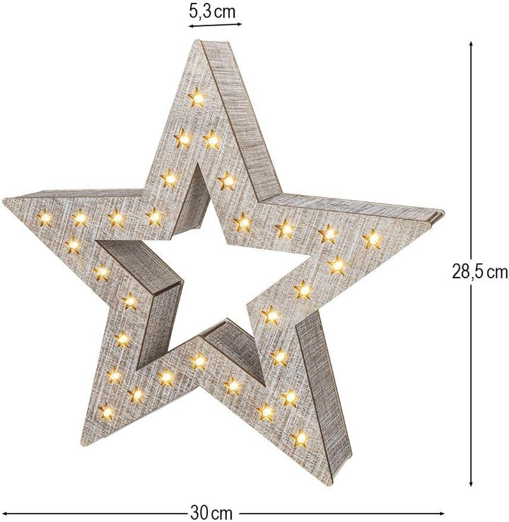 Ideen mit Herz LED-Holz-Stern | Weihnachts-Licht | Winter-Dekoration | Fenster-Beleuchtung | Vintage