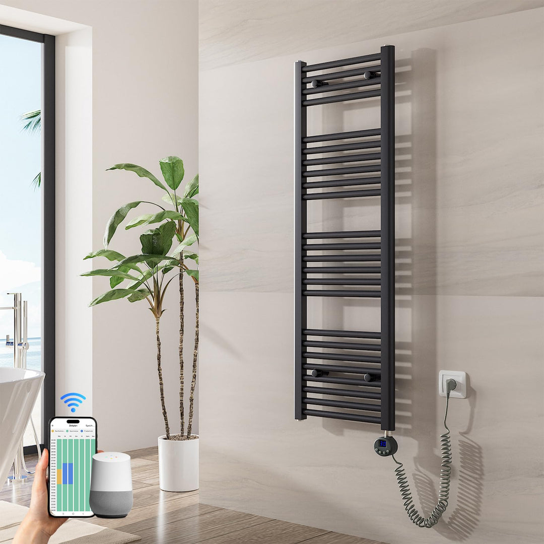 Heilmetz Badheizkörper Elektrisch mit Smart WiFi Heizstab 500W Leistung 1200 x 400 mm Anthrazit Gera
