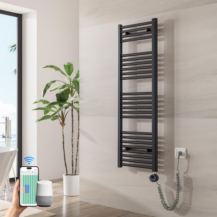 Heilmetz Badheizkörper Elektrisch mit Smart WiFi Heizstab 500W Leistung 1200 x 400 mm Anthrazit Gera