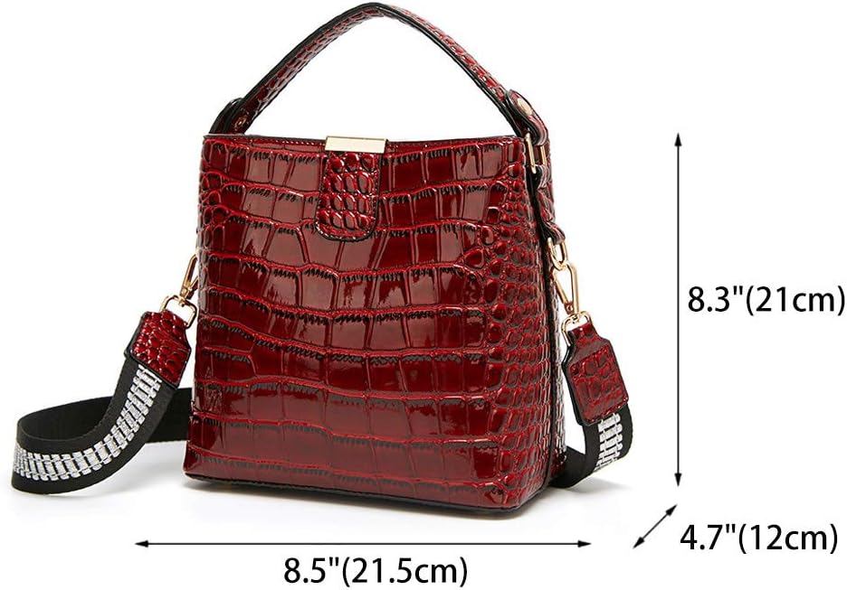 BUKESIYI Damen Tasche Umhängetasche Handtasche Frauen Klein Schultertasche Weekender Lack PU Leder C