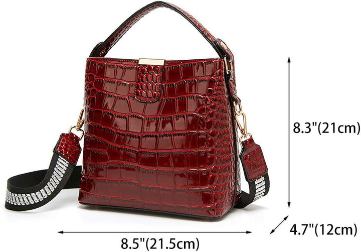 BUKESIYI Damen Tasche Umhängetasche Handtasche Frauen Klein Schultertasche Weekender Lack PU Leder C