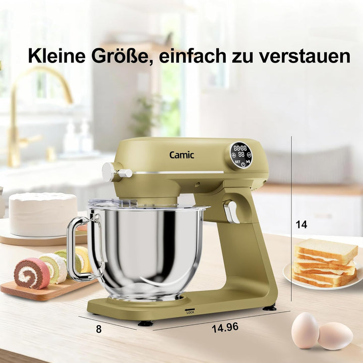 Camic Küchenmaschine 1800W, 8L Knetmaschine aus Vollmetall mit 10 Stufen, digitaler Touchscreen, Tim