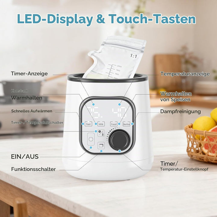 8-in-1Flaschenwärmer, Fast Babynahrungsheizung, Multifunktionaler Flaschenwärmer für Muttermilch, Au