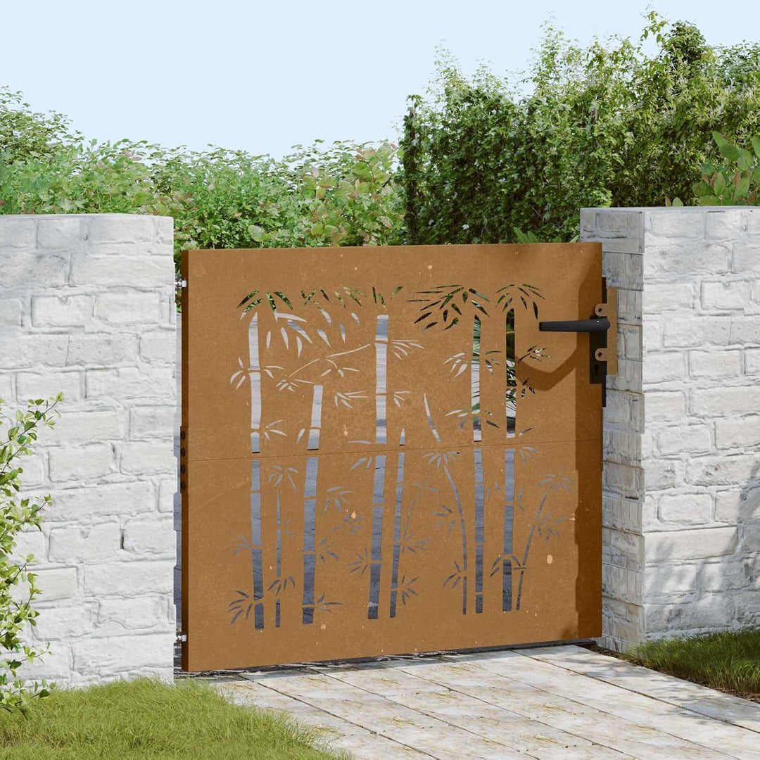 vidaXL Gartentor, Gartentür mit Bambus-Design, Abschliessbar Hoftor Eingangstor für Garten Terrasse,