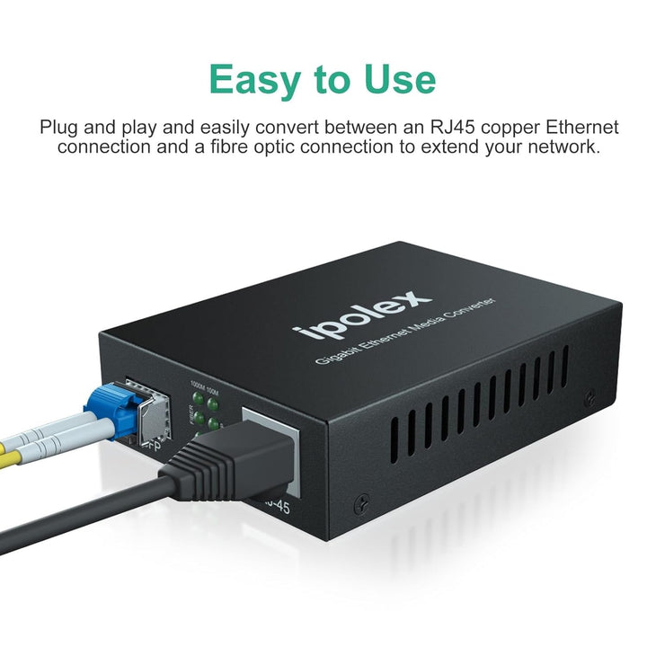 ipolex Gigabit Ethernet Medienkonverter, 1,25G SFP Port Glasfaser Medienkonverter, Multimode LC Medi