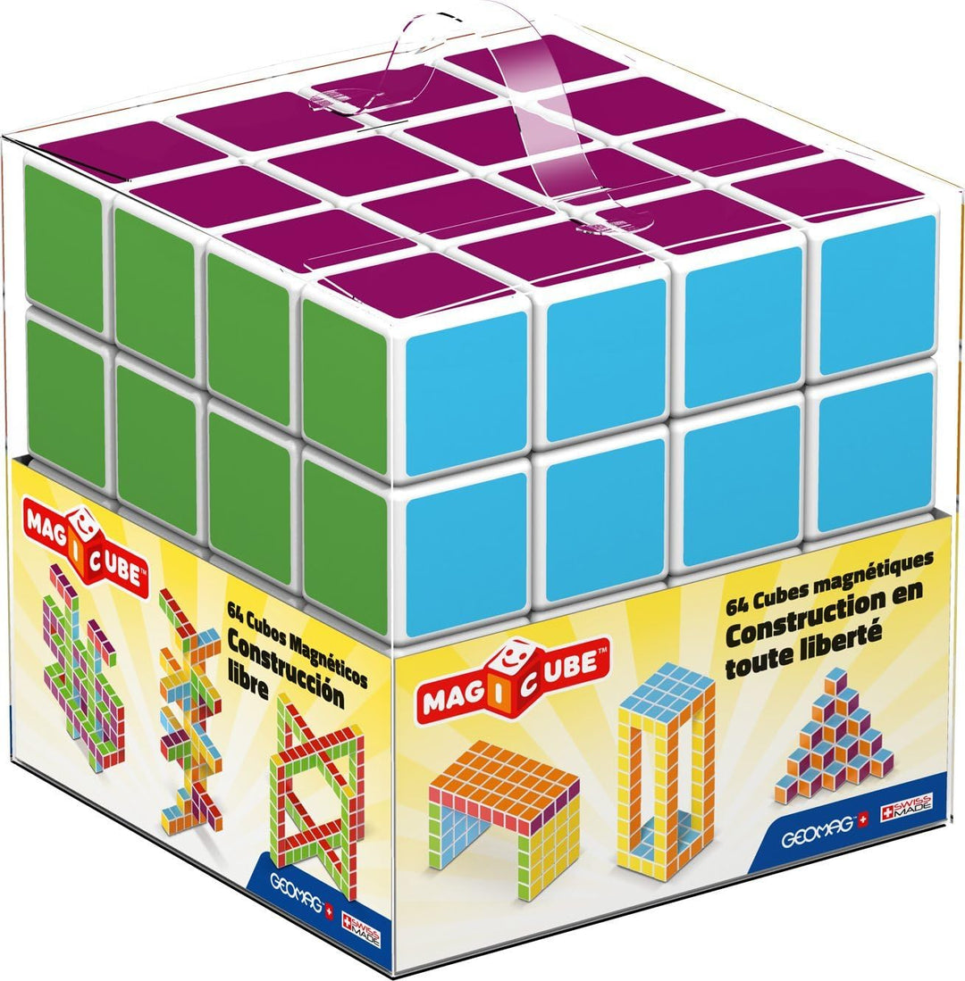 GEOMAG - MAGICUBE 64 Stück - Magnetische Bausteine zum Zusammenbauen - Für Kinder ab 1 Jahr - 6 Farb