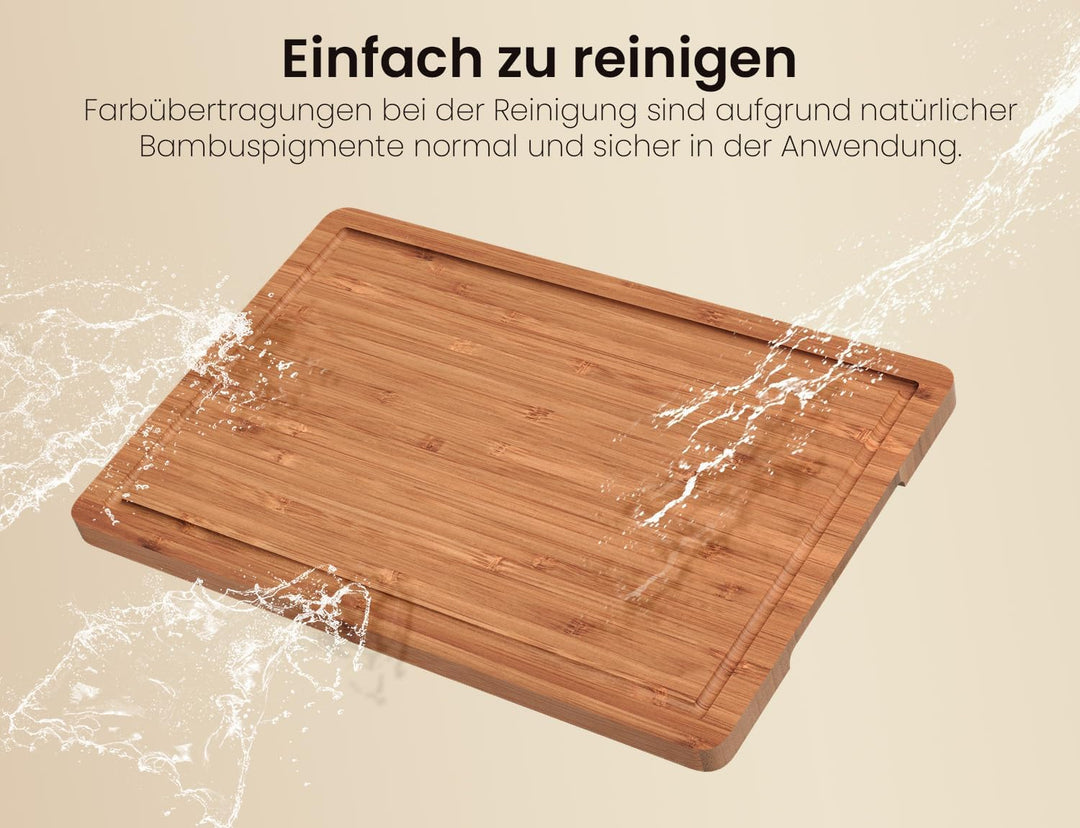 Fibogollo Bambus-Schneidebretter (3er-Set), karbonisierte Bambus-Schneidebretter mit Saftrinne für d