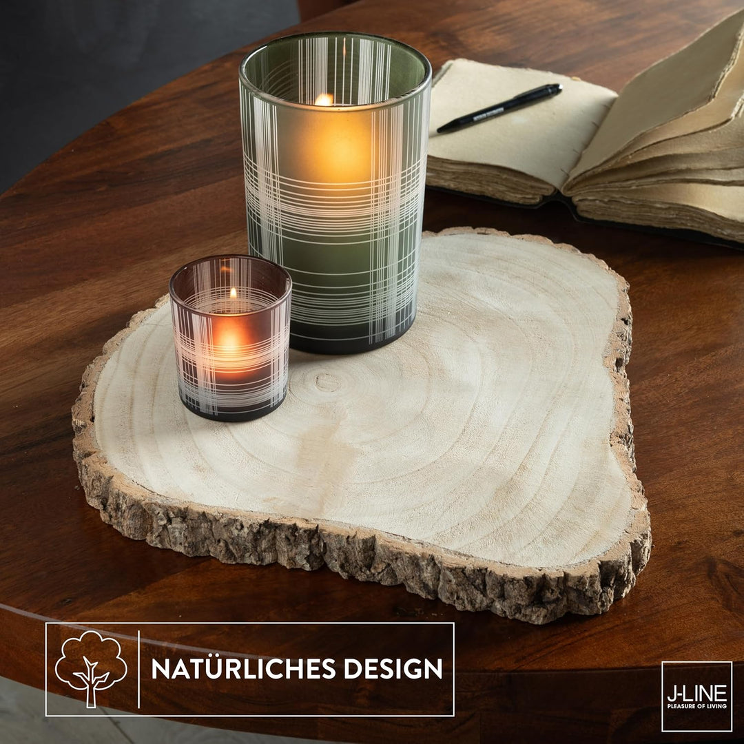 J-Line Baumscheibe 40cm (4er Set), Holzscheibe, Holzbrett Deko, dekoratieve Holzplatte als Servierta