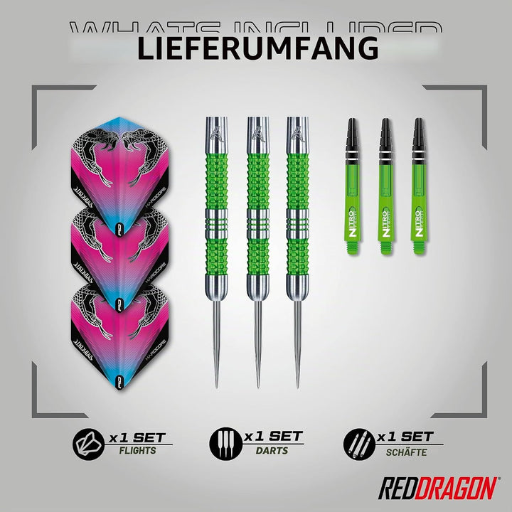 RED DRAGON Peter Wright Snakebite Mamba 22g oder 24g Tungsten Darts mit Flights und Schäfte 22.0 Gra