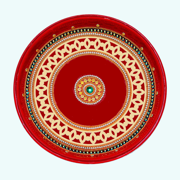 Handcrafted Pooja Thali Plate Platter Engagement Plate Decorative Steel Puja Thali Essential Karwach