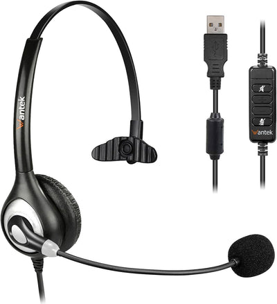 USB Headset with Microphone Noise Cancelling and Audio Control, Business PC Headsets for Computers,