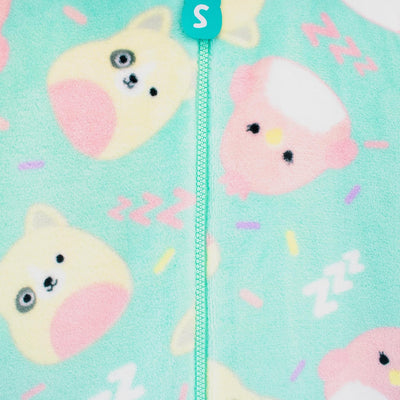Squishmallows Mädchen Fleece Strampler Charlie und Trina Kapuzen All-in-One 122 Türkis, 122 Türkis
