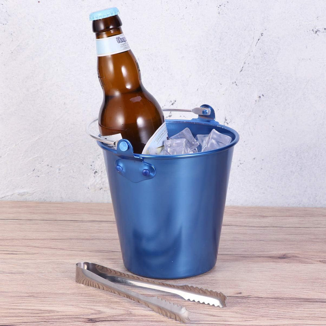 STOBAZA Aluminiumlegierung Eiskübel Mit Blauer Weinkühler Für Bars Ktv Und Partys Praktischer Eisbeh