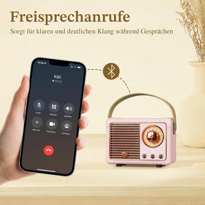 PRUNUS J-999 Mini Bluetooth Lautsprecher mit Radio FM, Retro Radio Bluetooth Speaker Wiederaufladbar
