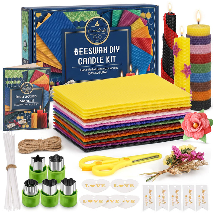 LumaCraft Bienenwachsplatten für Kerzenherstellung Set – 16 Stk. 100% reine natürliche Bienenwachspl