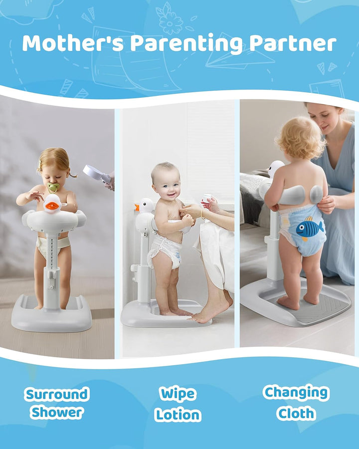 Höhenverstellbar Baby Badewanne Gestell mit Sitz: Stand Dusche with Seat für ab 6 Monate Kinder - An