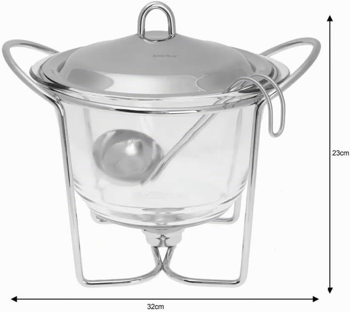 Speisewärmer Suppewärmer mit Glaseinsatz 4.0L Warmhaltebehälter 1 Kammer KiNGHOFF KH-1413