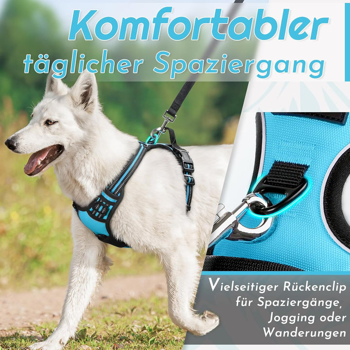 Eagloo Hundegeschirr mittelgrosse Hunde, Anti Zug Hundegeschirr mit Reflexstreifen und Kontrolle, Ve