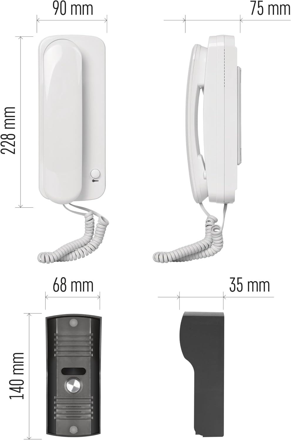 EMOS Audio-Türsprechanlage Set zur Aufputzmontage, Elegantes Design, Audio-Kit/Gegensprechanlage mit