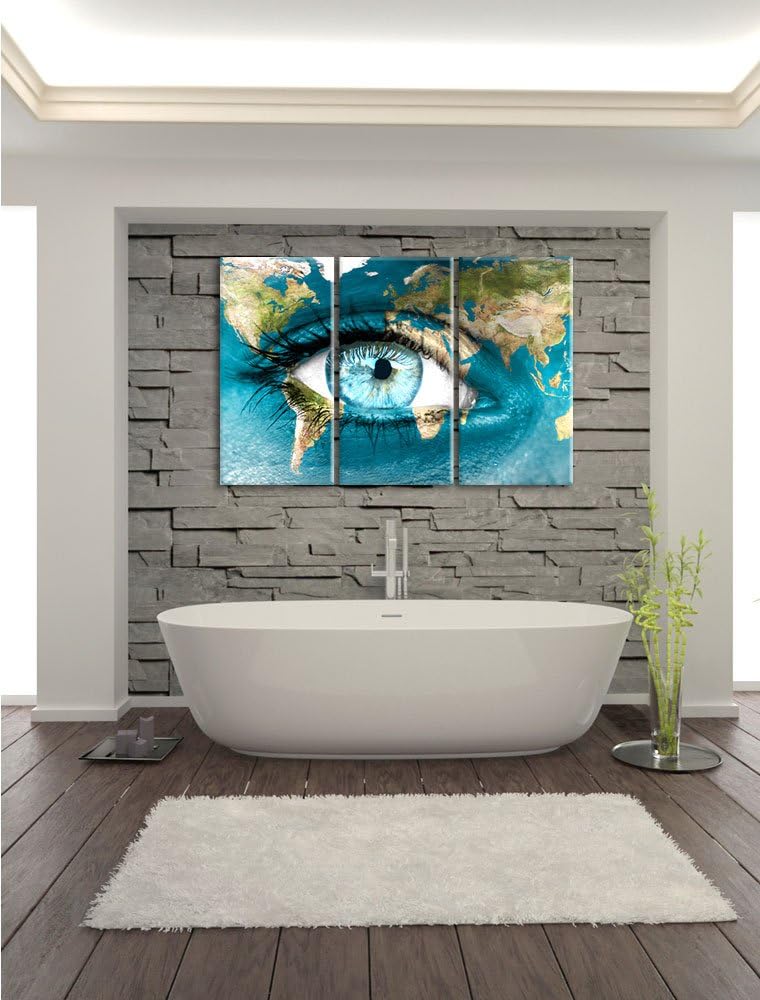 Pixxprint Die Erde gezeichnet auf EIN Gesicht 3-Teiler Leinwandbild 120x80 Bild auf Leinwand