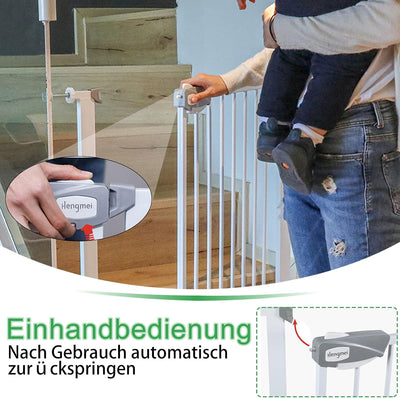 UISEBRT Türschutzgitter Ohne Bohren Treppenschutzgitter für Kinder 105 - 115cm breit, Auto-Close Bab