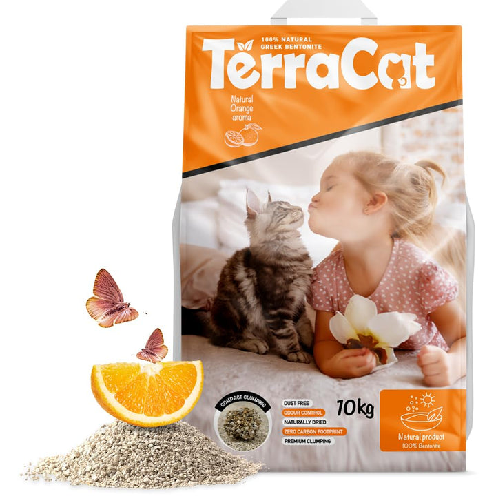 TerraCat Katzenstreu,12.5L - 10Kg Cat Litter, 100% Natürlicher Griechischer Bentonit Katzenstreu Klu
