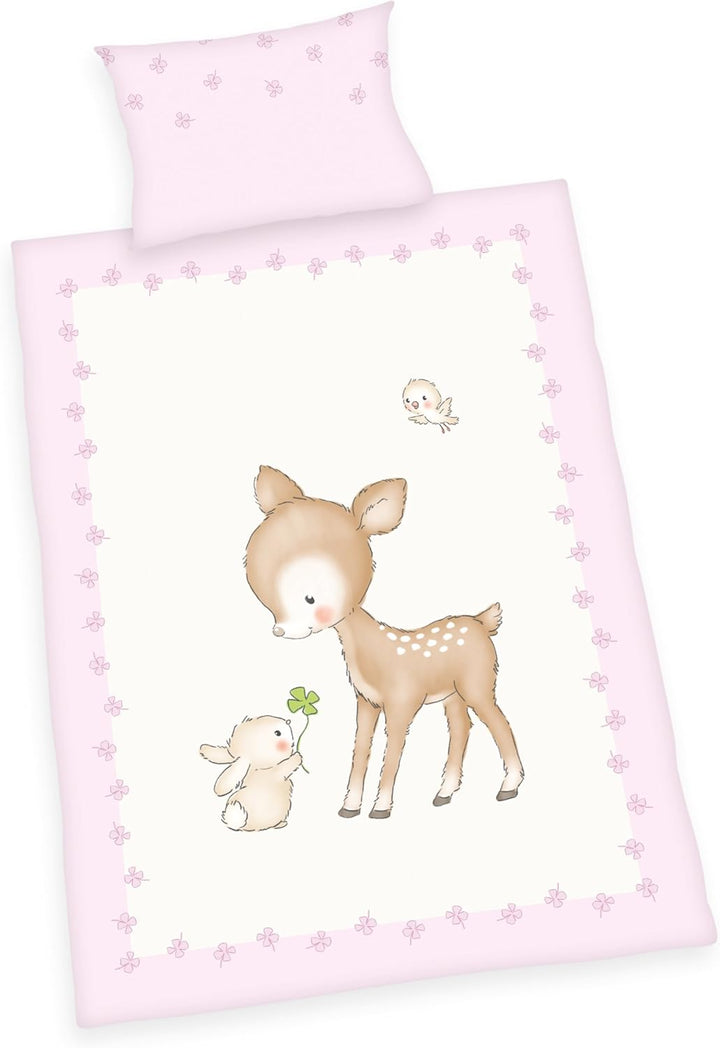 Herding Baby Best Bettwäsche-Set, Kleines Reh, Kopfkissenbezug 40 x 60 cm mit Hoteleinschlag, Bettbe