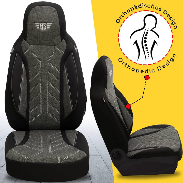 BREMER SITZBEZÜGE Mass Sitzbezüge Schonbezüge für Skoda Roomster PLKT204 PLKT204 - Schwarz/Anthrazit