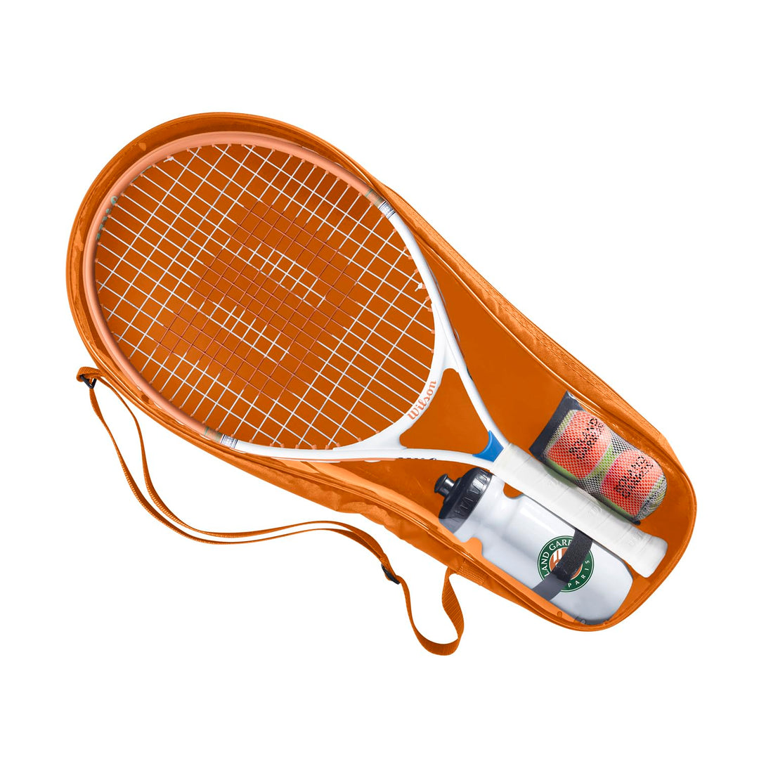 Wilson Roland-Garros 2026 Elite Jr 23 Starter-Kit mit Schläger, Bällen, Wasserflasche & Hülle, Kompl