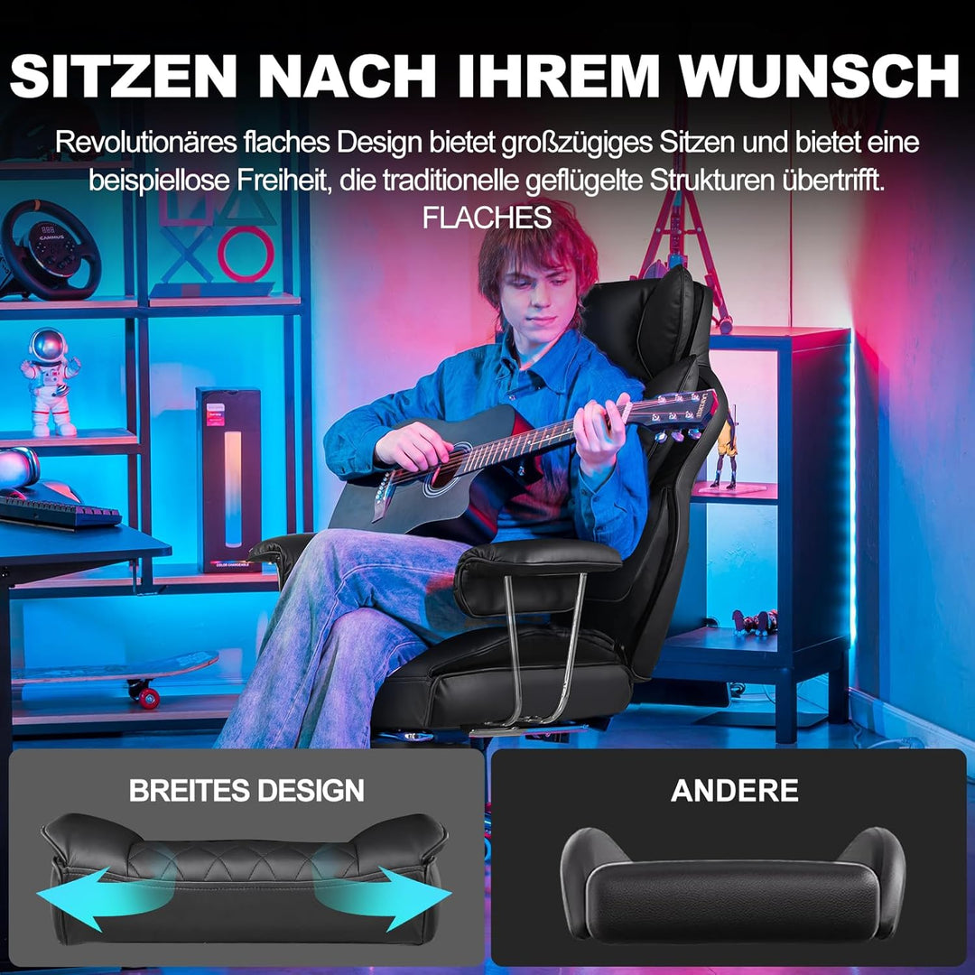 GTPLAYER Gaming Stuhl, Bürostuhl mit Taschenfeder-Lendenwirbelstütze, breiter Büro-Computersessel mi