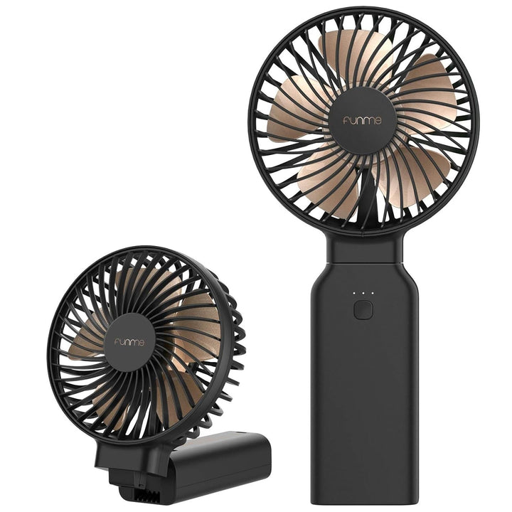 Funme Handventilator 10000mAh, 53H Laufzeit Tragbarer Lüfter mit Powerbank, Ventilator Hand 4 Stufen