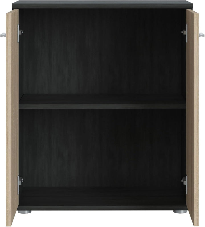 CARO-Möbel Kommode Sideboard Schrank Tommy Esche grau/Sonoma Eiche, Anrichte mit 2 Türen inklusive E