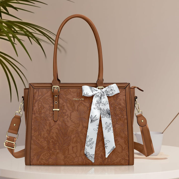 MOSISO Laptoptasche Damen, 17,3 Zoll PU Lehrertasche Handtasche Kompatibel mit MacBook HP Dell Asus,