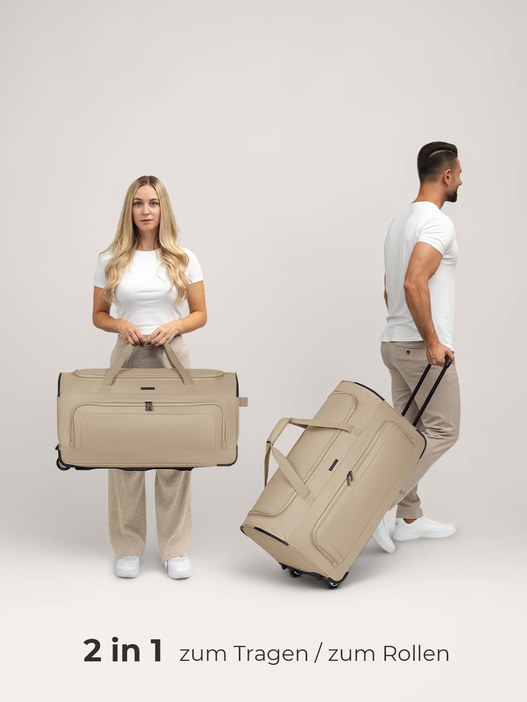 REDOLZ grosse L Trolley-Reisetasche mit Rollen 71 cm | 81 Liter | für Männer & Frauen (Duffle Essent