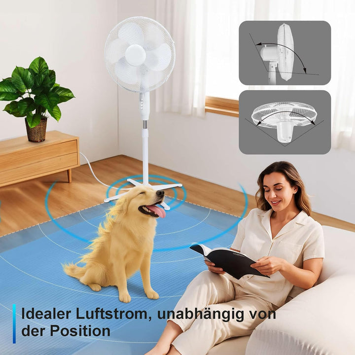EXTRALINK Standventilator, Ventilator mit 3 Geschwindigkeitsstufen Durchmesser 40 cm Höhenverstellba