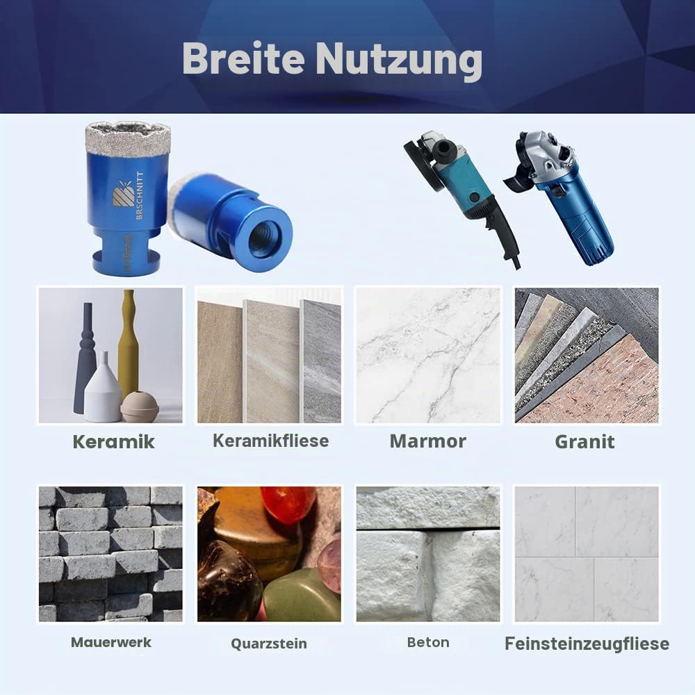 Diamantbohrer Fliesenbohrer Set - 20 25 35 50mm Diamantbohrer für Porzellan Fliese Granit Marmor Tro
