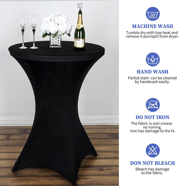 Showgeous 3er-Set Stretch Stehtisch Husse für Bistrotisch Ø 60-65 cm,Hussen Stehtische Schwarz 60 cm