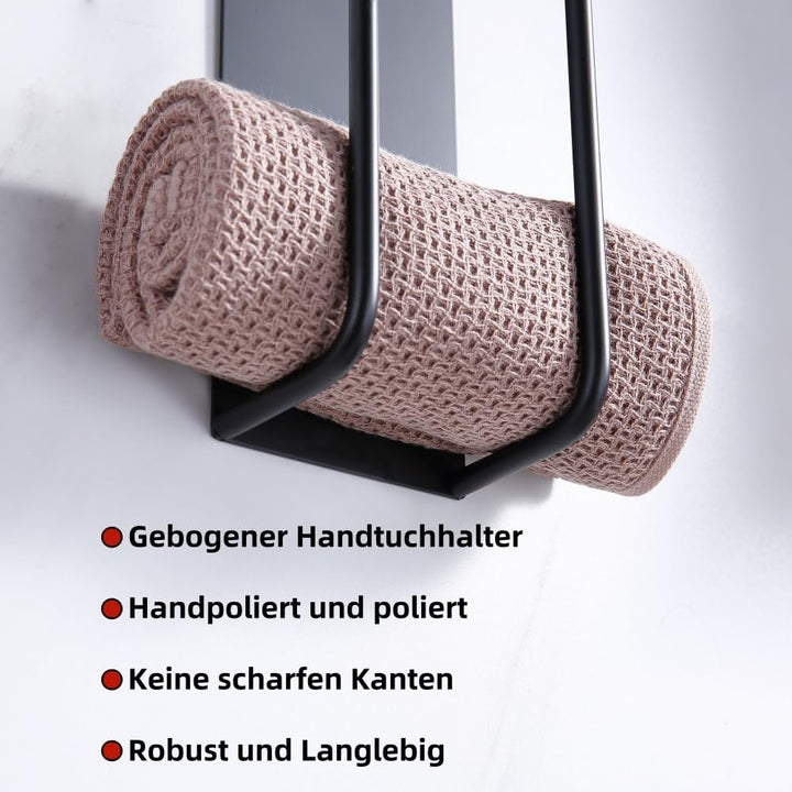 Gästehandtuchhalter Ohne Bohren Schwarz,Handtuchregal Selbstklebend Edelstahl SUS304 Handtuchaufbewa