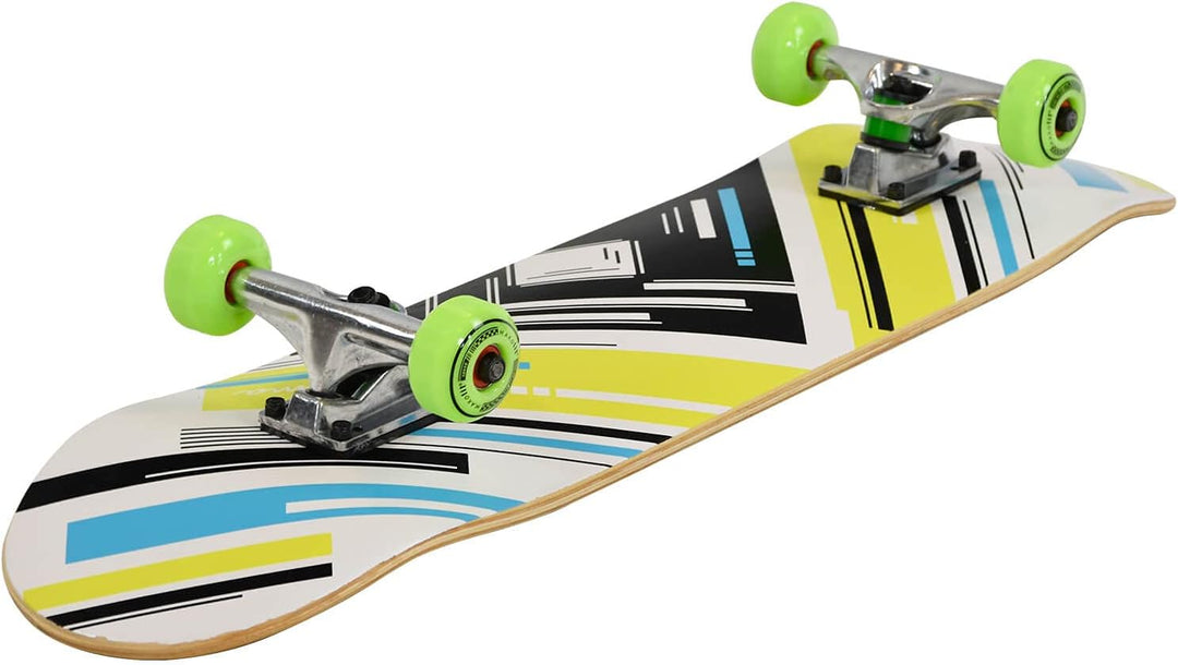 MAXOfit Skateboard Ahorn 31 Zoll mit verschiedenen Designs und hochwertigen Aluminium Achsen, ABEC 7