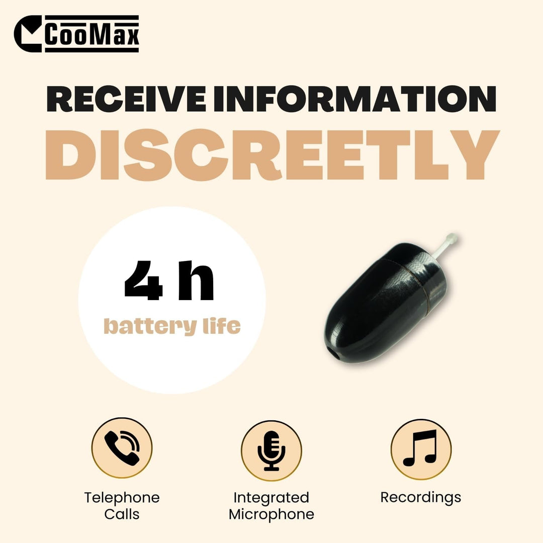 COOMAX Mikro Mini Ohrstecker Induktives 305 unsichtbares Spionage Headset