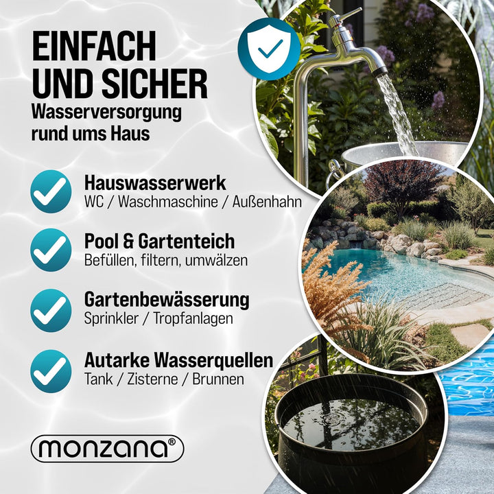 MONZANA® Druckwächter Druckschalter mit Kabel 10 Bar Gartenbewässerung Pumpensteuerung Hauswasserwer