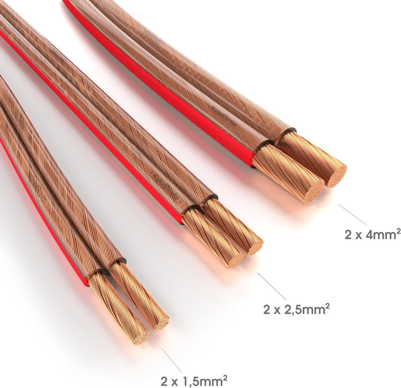 KabelDirekt – Lautsprecherkabel – Made in Germany – aus reinem Kupfer – 50m (2x4mm² HiFi Audio Boxen