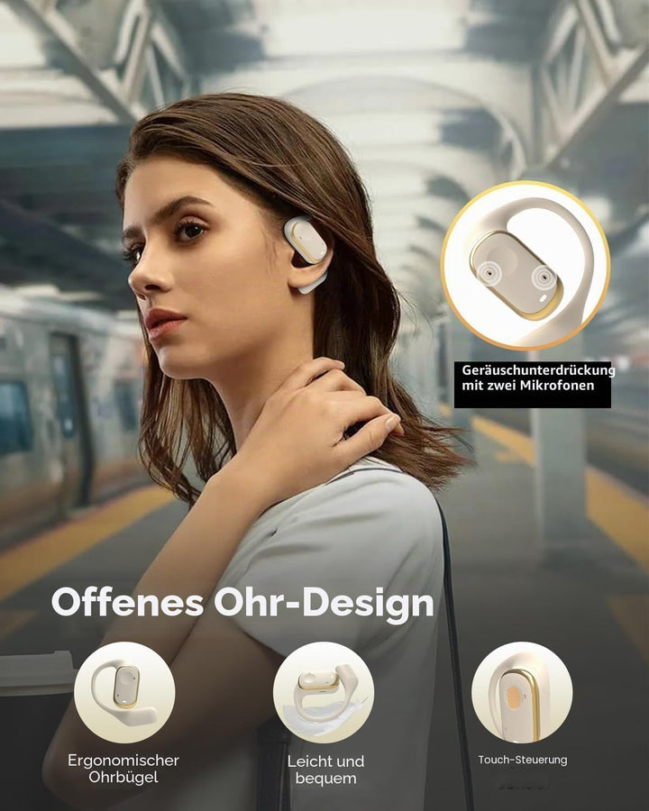 SANOTO Open Ear Kopfhörer Bluetooth 5.3, Touch Controlled Air Conduction Ohrhörer Kopfhörer Kabellos