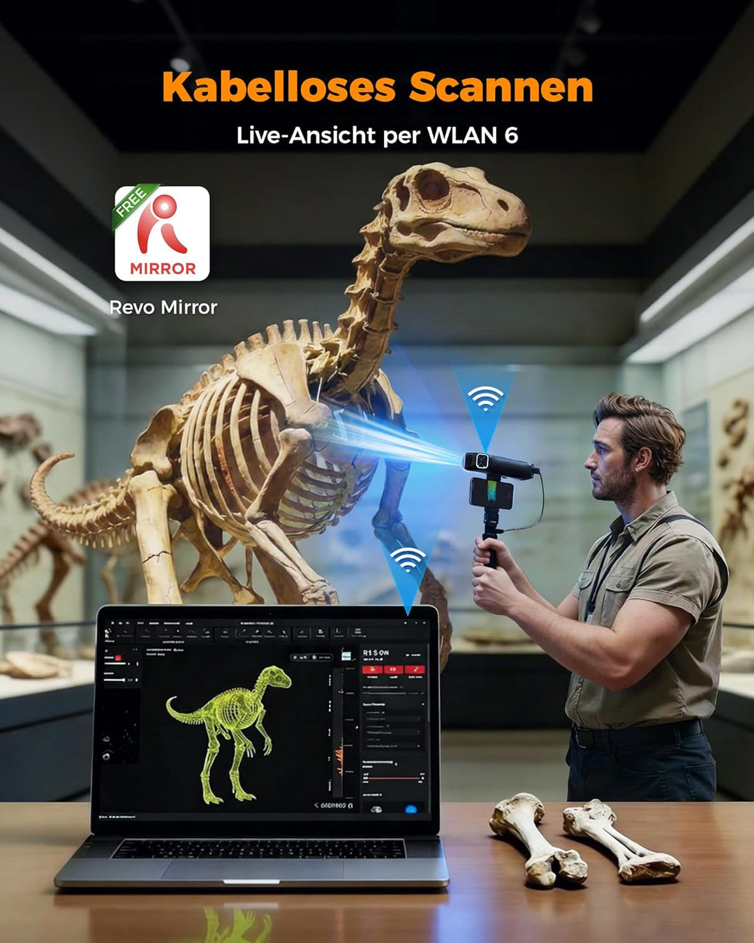 Revopoint MetroY Pro 3D-Scanner für 3D-Druck, 5 Scanmodi, bis zu 0,01 mm Präzision, 34+15+1 industri