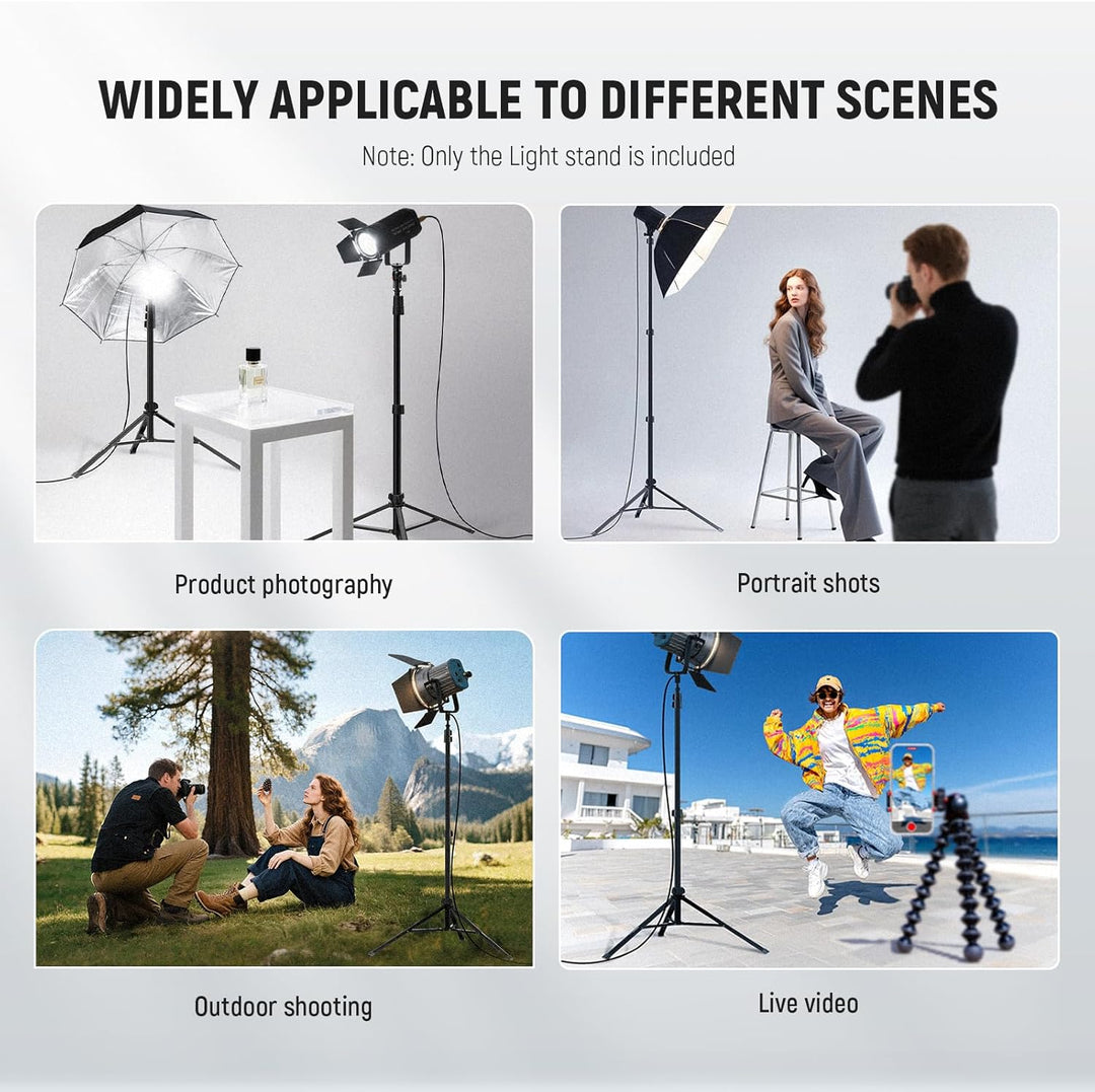 NEEWER ST200B Fotografie Lichtständer, 56–200cm, mit Kugelkopf, 1/4" Schraube, maximale Traglast 4kg