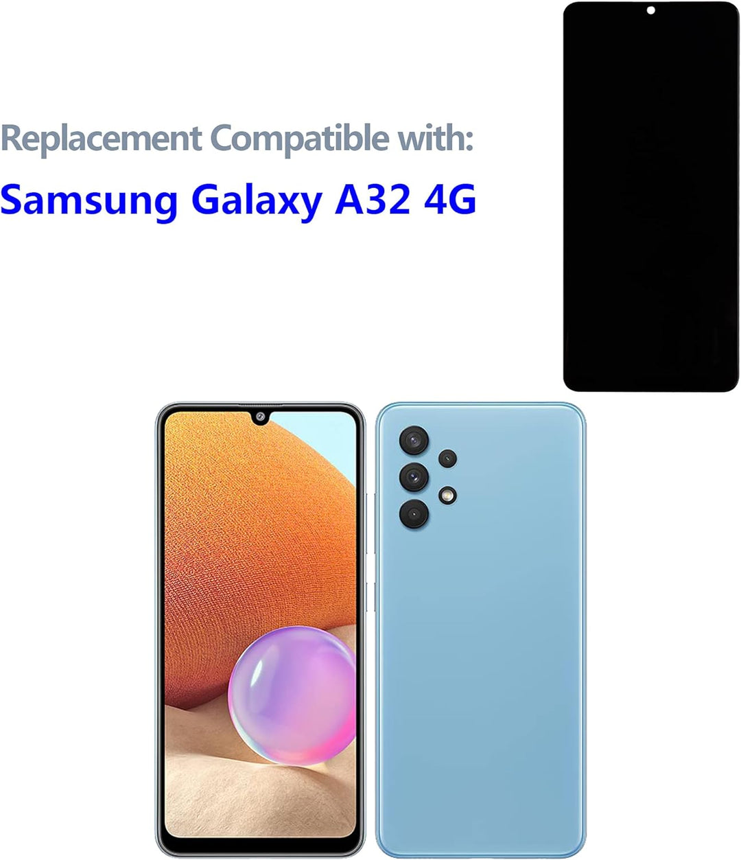 swark AM-OLED Kompatibel mit Samsung Galaxy A32 4G & M32 4G (Schwarz Ohne Rahmen) LCD Display Touch