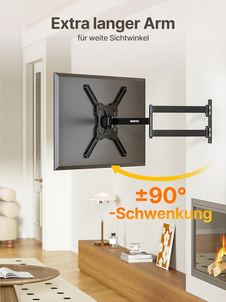 monTEK Lang Arm 728mm TV Wandhalterung Schwenkbar für 23-65 Zoll Fernseher, ausziehbare TV Halterung