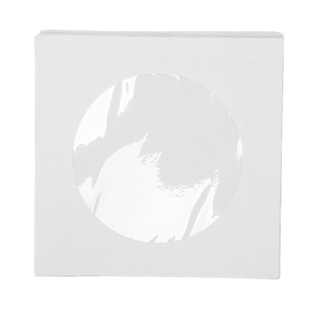 100er-Pack Dicke Weisse CD-DVD-Hüllen aus Papier mit Fensterausschnitt und Klappe, Wiederverwendbare