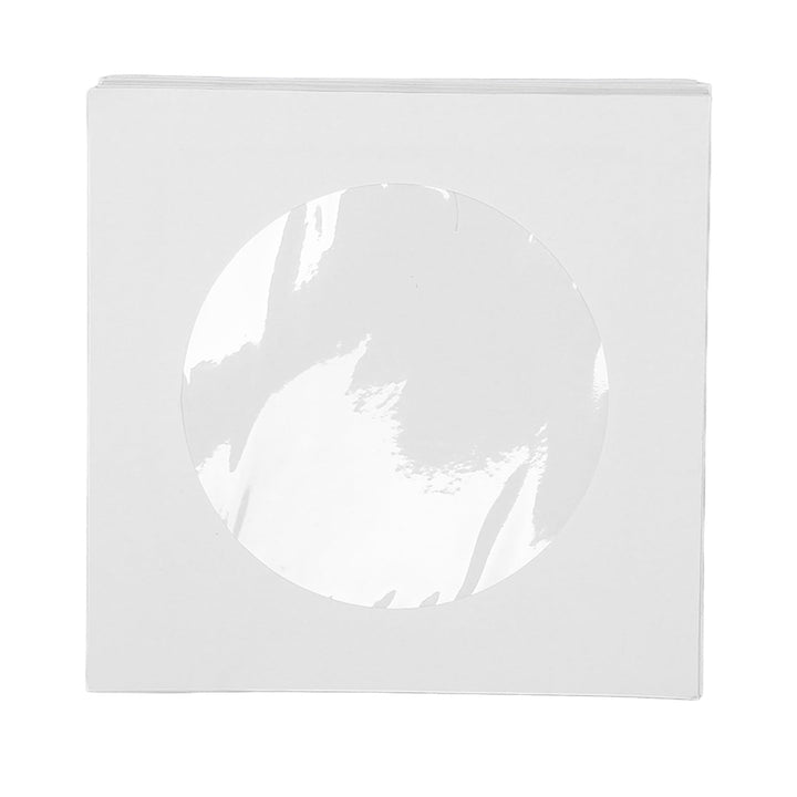 100er-Pack Dicke Weisse CD-DVD-Hüllen aus Papier mit Fensterausschnitt und Klappe, Wiederverwendbare