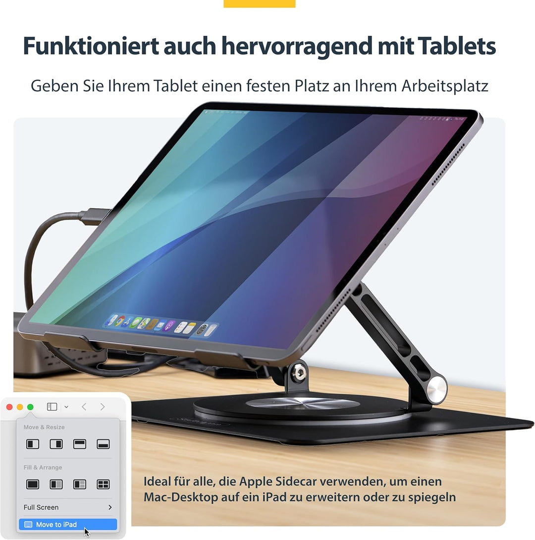 [StarTech. com Drehbarer Laptop-Ständer, um 360 Grad drehbar, ergonomische Schreibtischerhöhung für